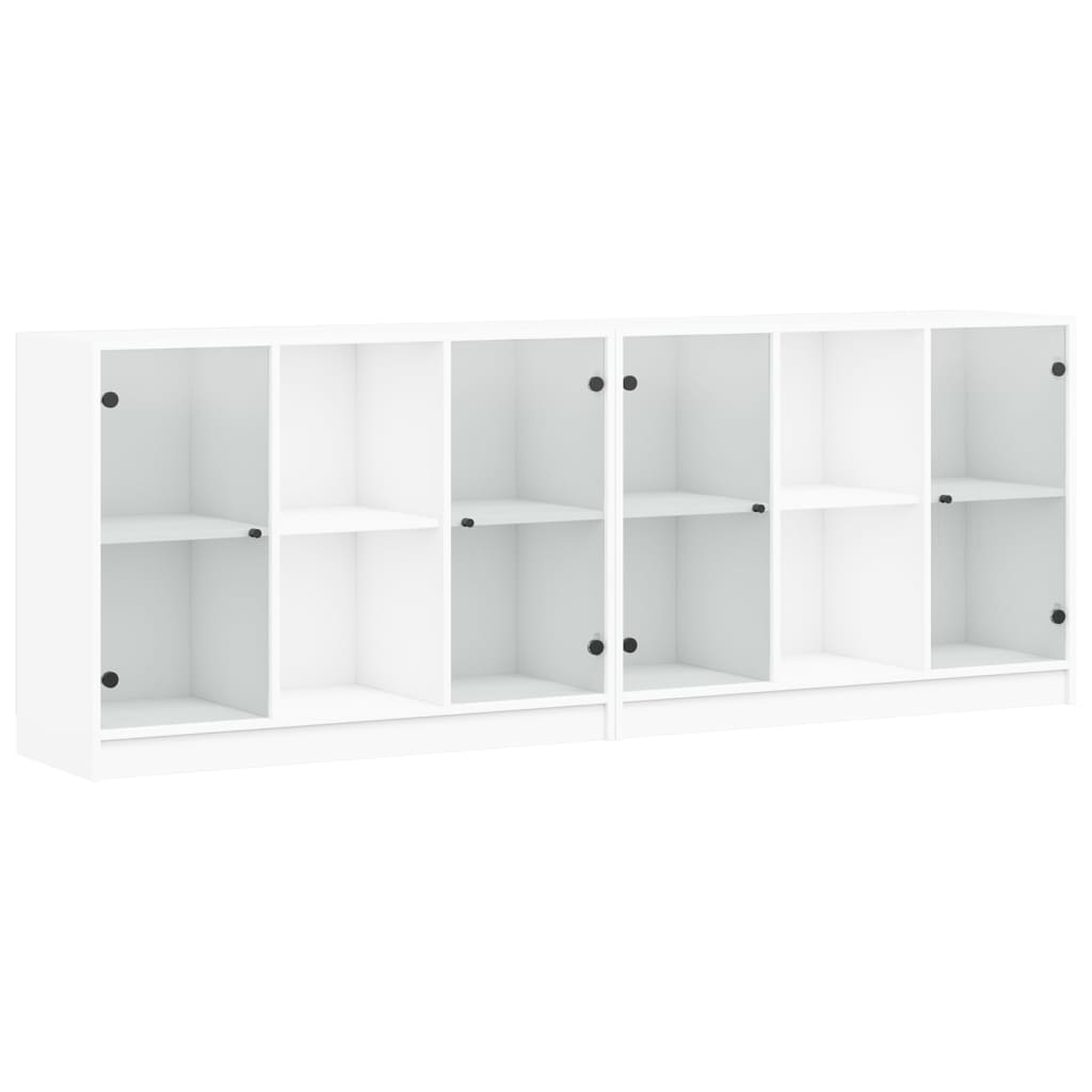 Bibliothèque avec portes blanc 204x37x75 cm bois d'ingénierie