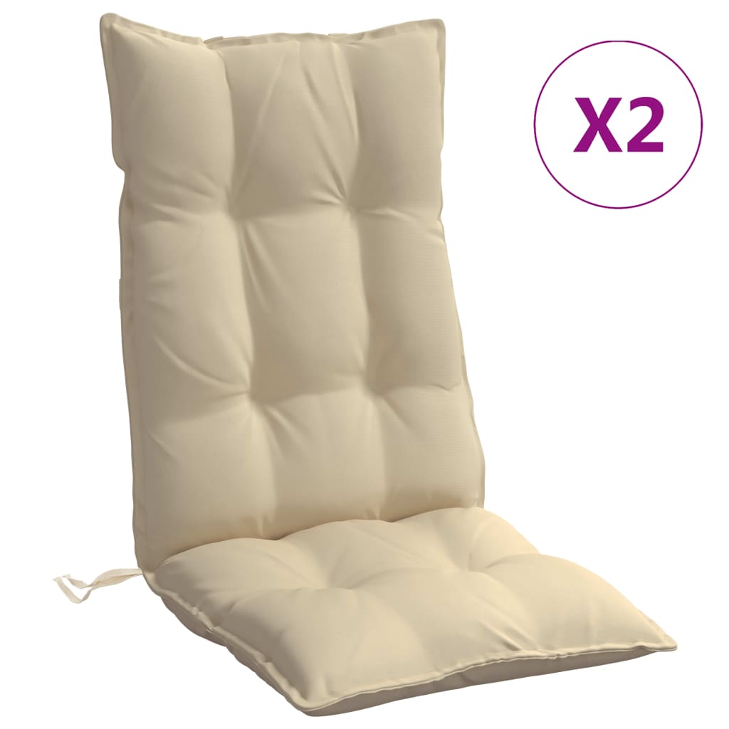 Coussins de chaise à dossier haut lot de 2 beige tissu oxford