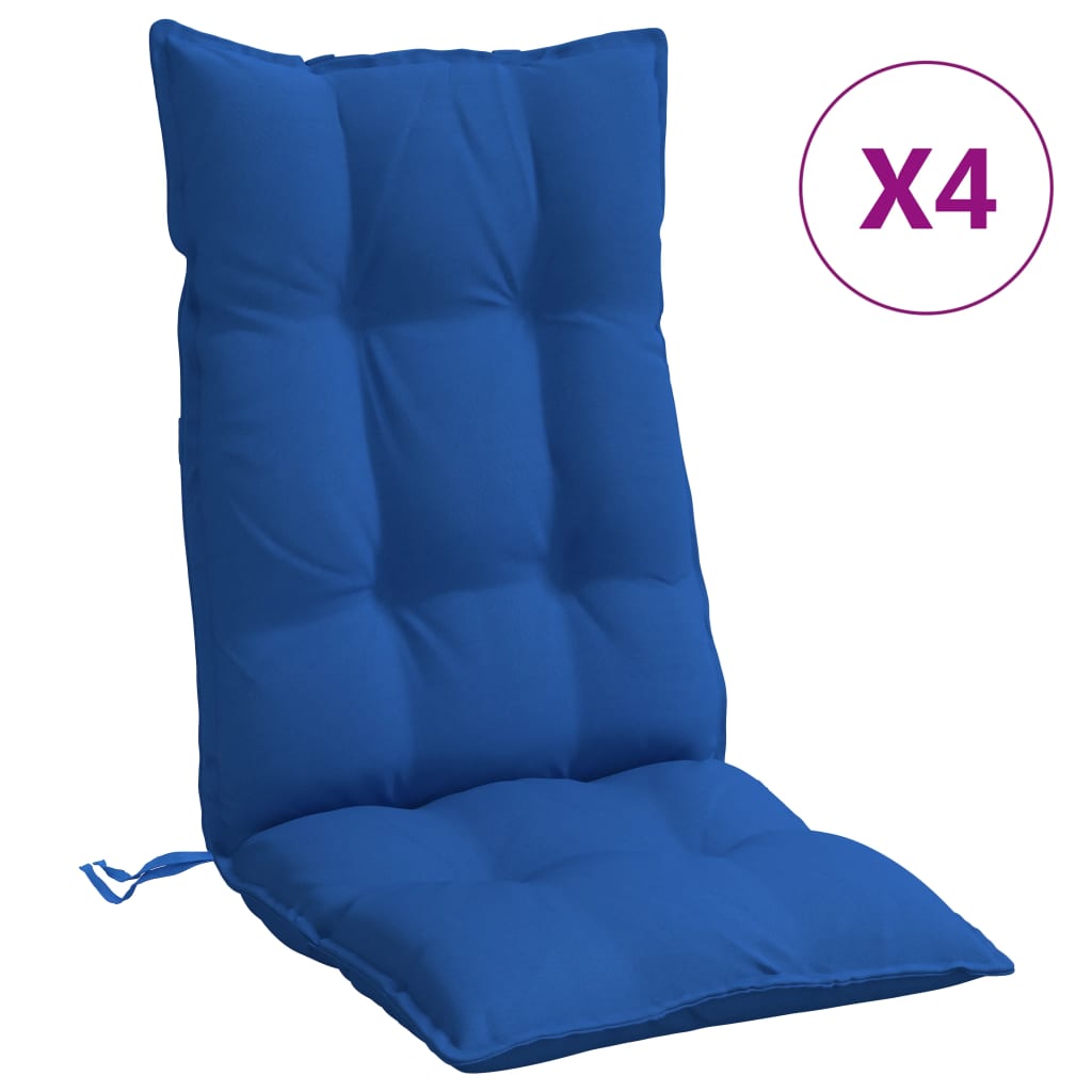 Coussins de chaise à dossier haut lot de 4 bleu royal