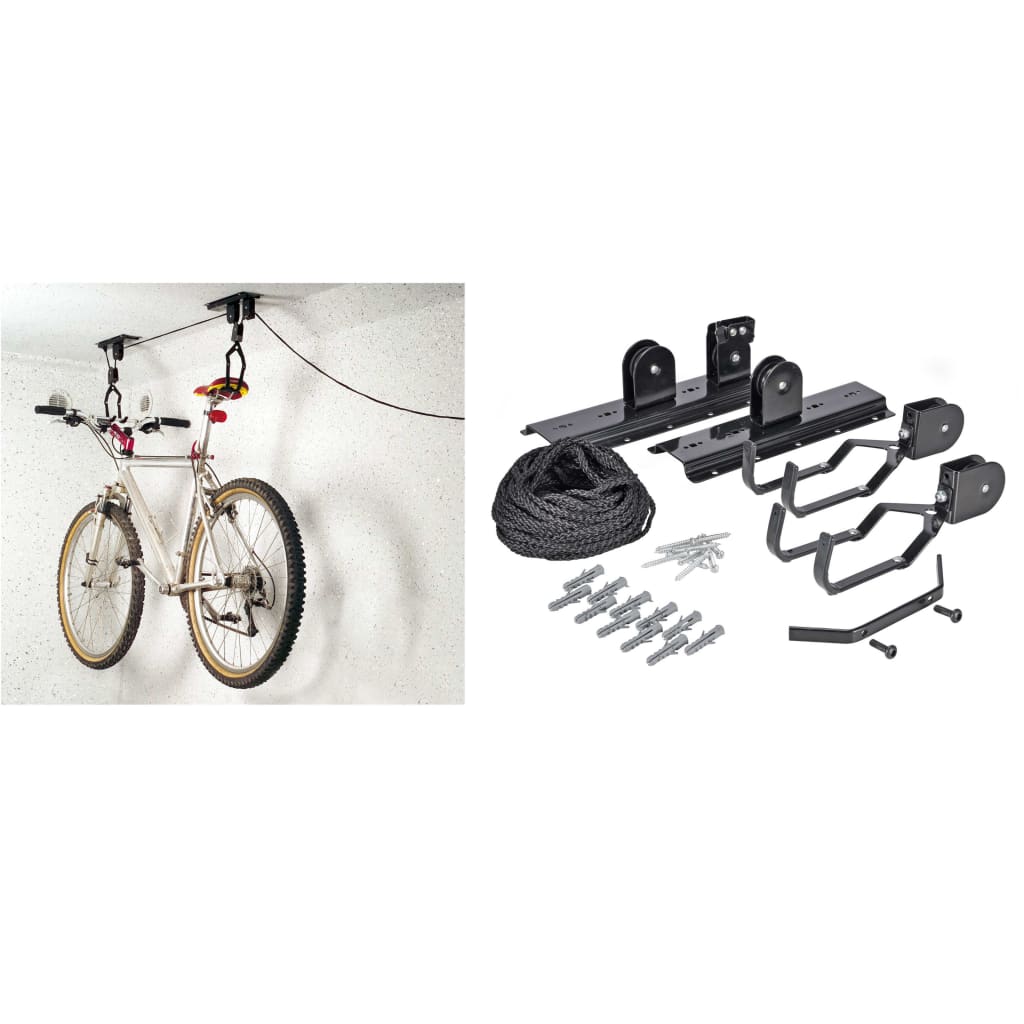 Support de plafond pour vélo Métal Noir