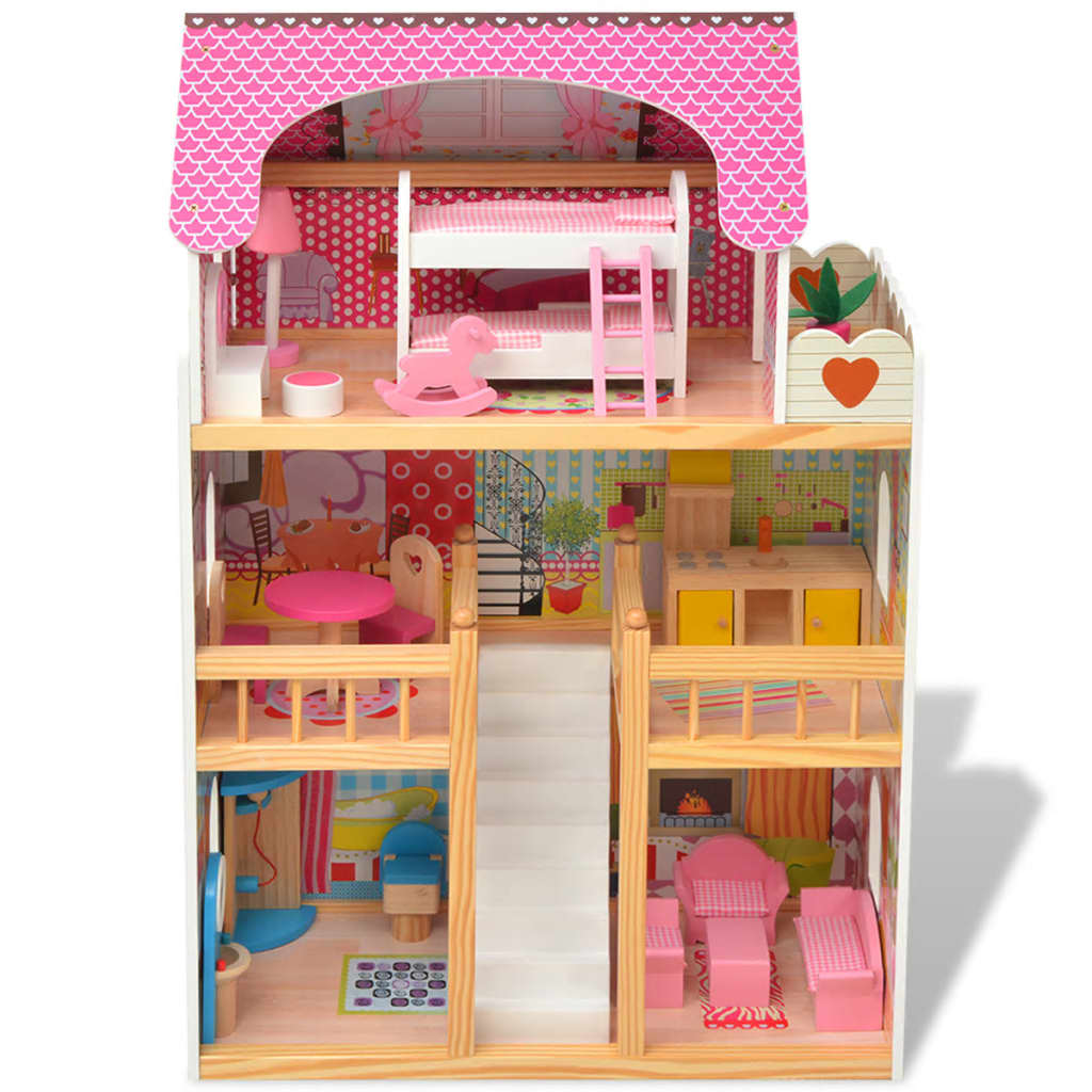 Maison de poupées à trois étages Bois 60 x 30 x 90 cm