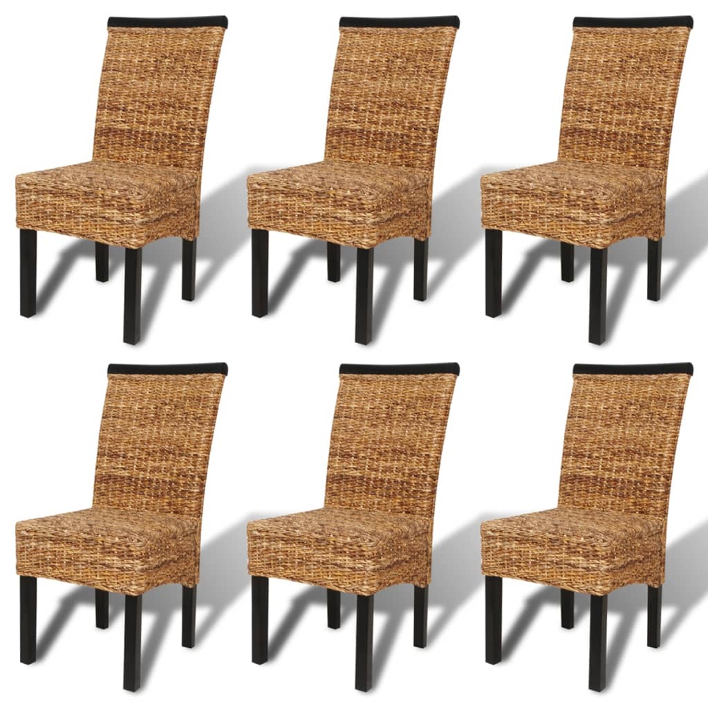 Chaises à manger lot de 6 bois solide de manguier et abaca