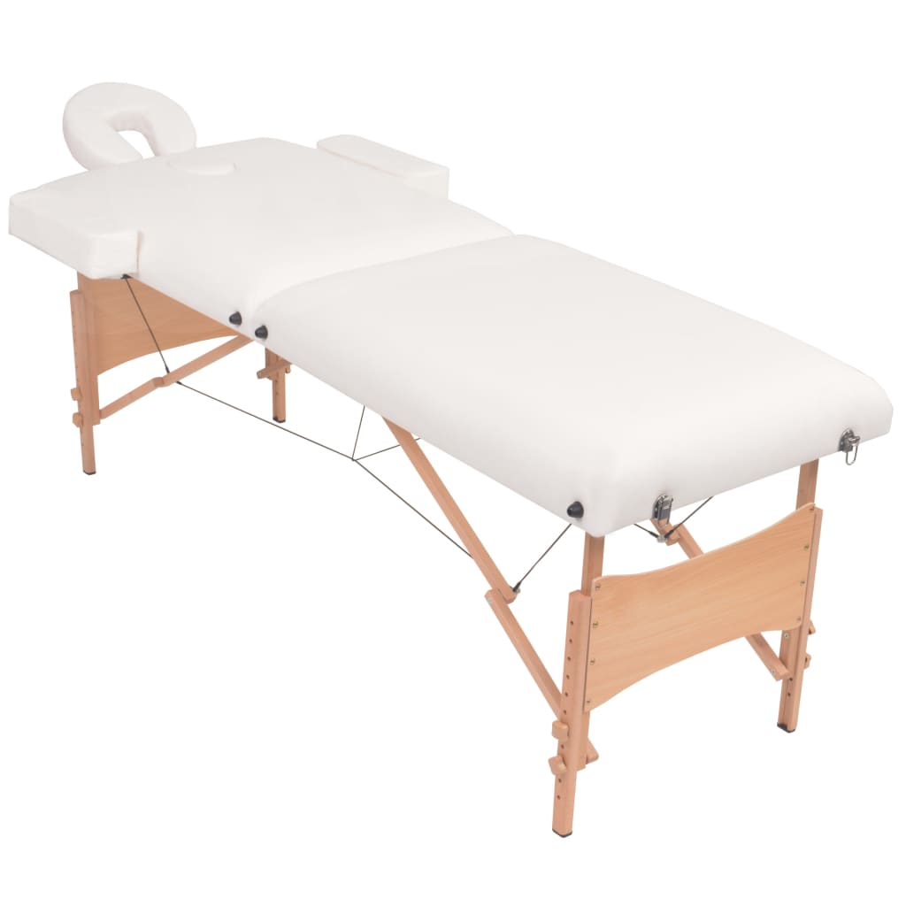 Table de massage pliable et tabouret 10 cm d'épaisseur Blanc