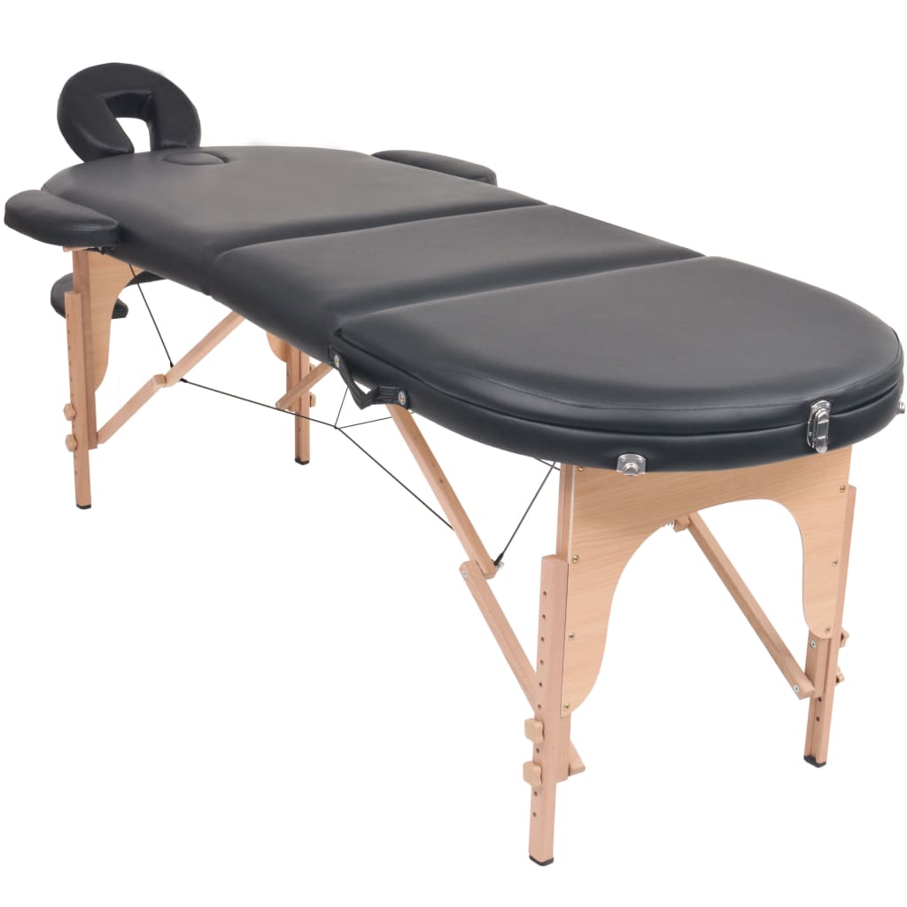 Table de massage pliable 4 cm d'épaisseur et 2 traversins Noir