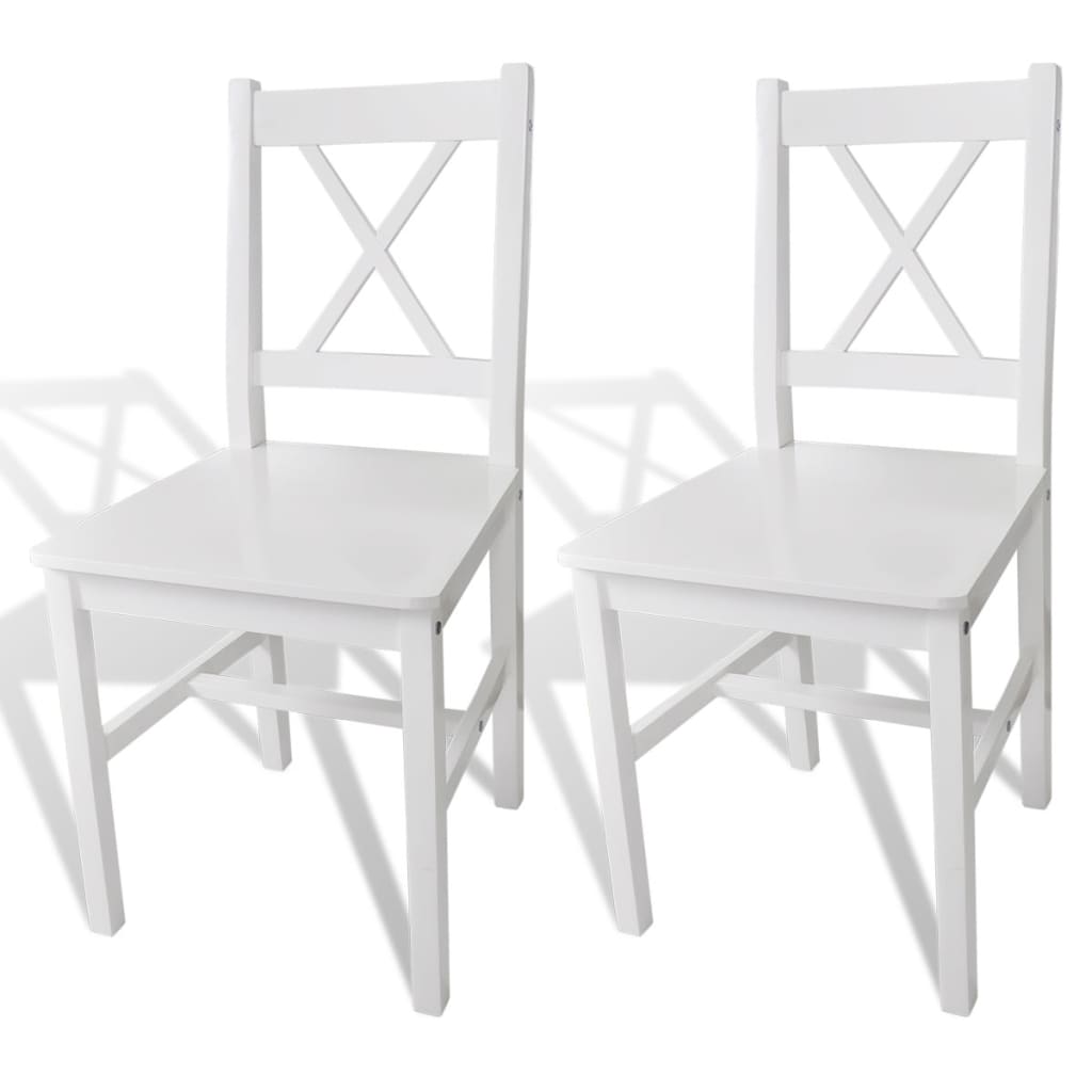 Chaises de salle à manger 2 pcs Blanc Bois de pin
