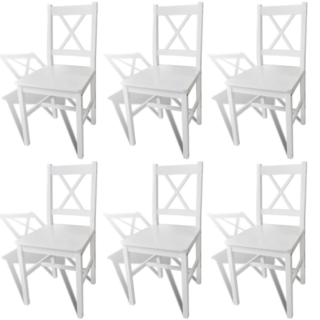 Chaises de salle à manger 6 pcs Blanc Pinède