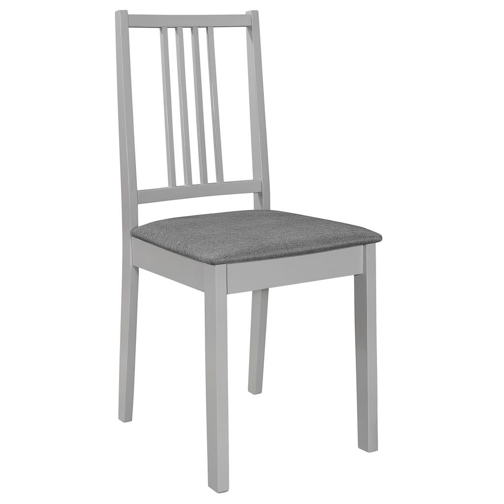 Chaises à manger avec coussins lot de 4 gris bois solide