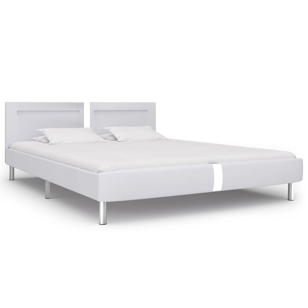 Cadre de lit avec LED Blanc Similicuir 180 x 200 cm