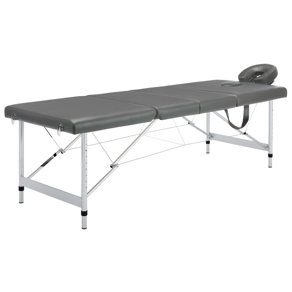 Table de massage 4 zones Cadre en aluminium Anthracite 186x68cm