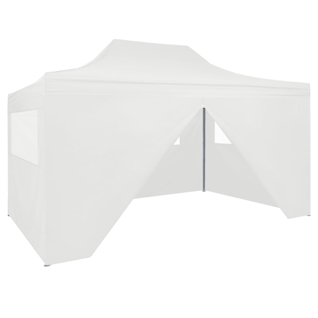 Tente pliable de réception avec 4 parois 3 x 4,5 m Blanc
