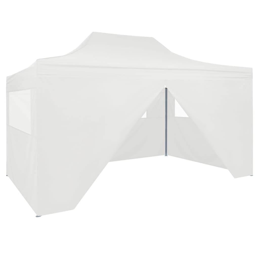 Tente de réception pliable avec 4 parois 3x4 m Acier Blanc