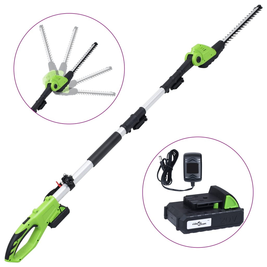 Tondeuse à perche sans fil avec bloc-piles 20V 1500 mAh Li-ion
