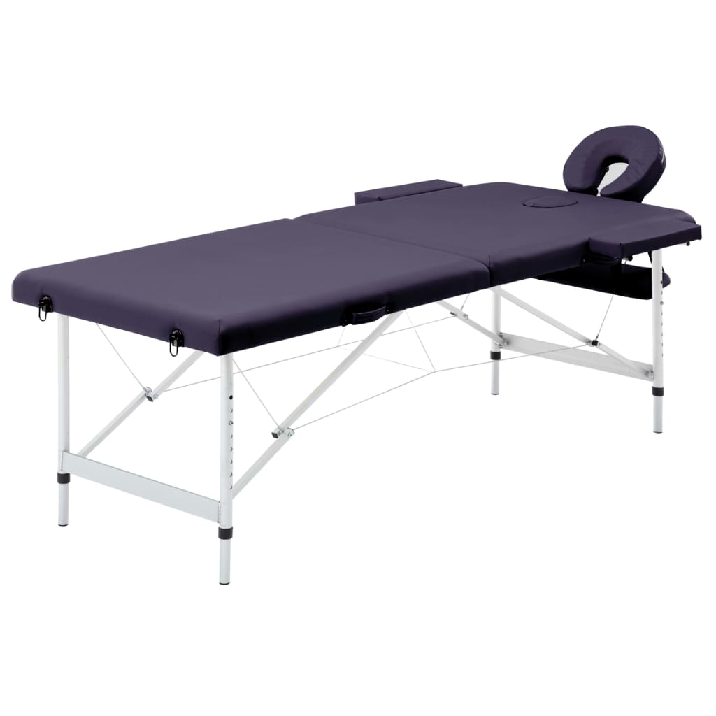 Table de massage pliable 2 zones Aluminium Violet