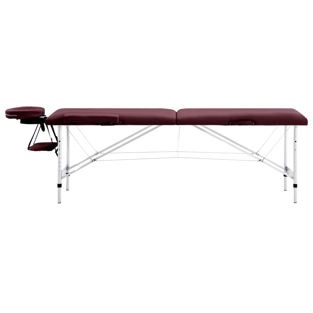 Table de massage pliable 2 zones Aluminium Violet vin