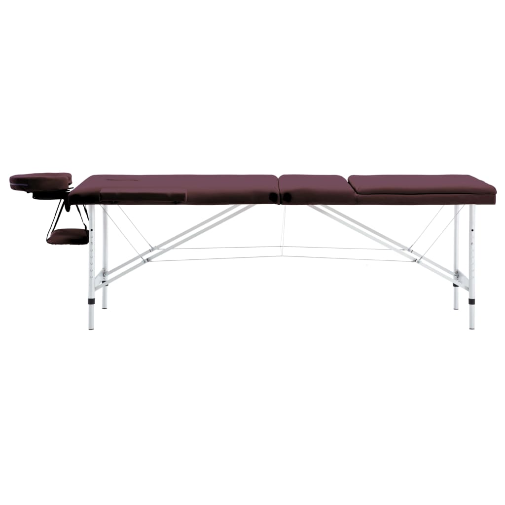 Table de massage pliable 3 zones Aluminium Violet vin