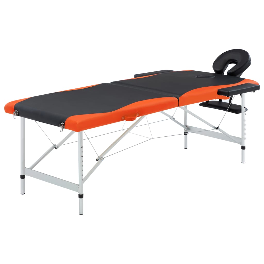Table de massage pliable 2 zones Aluminium Noir et orange