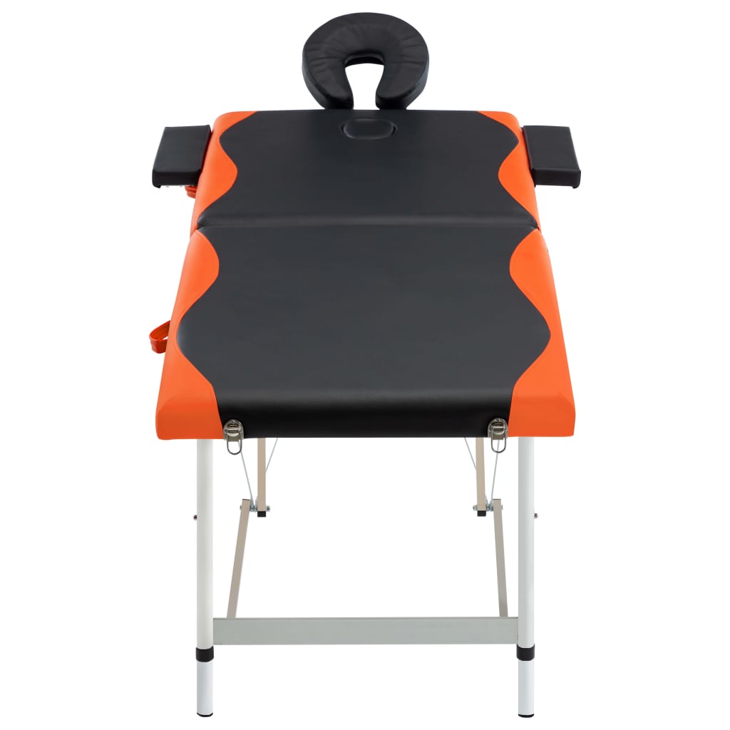Table de massage pliable 2 zones Aluminium Noir et orange