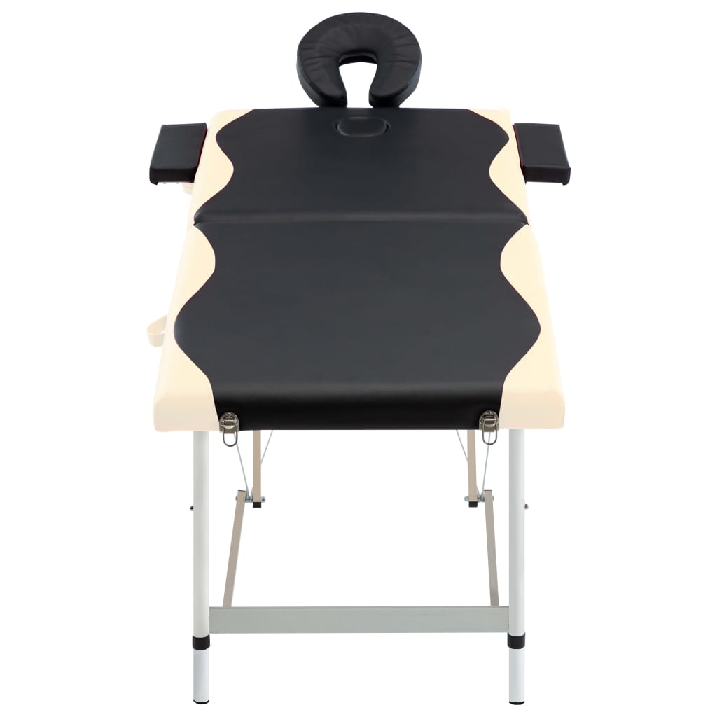 Table de massage pliable 2 zones Aluminium Noir et beige