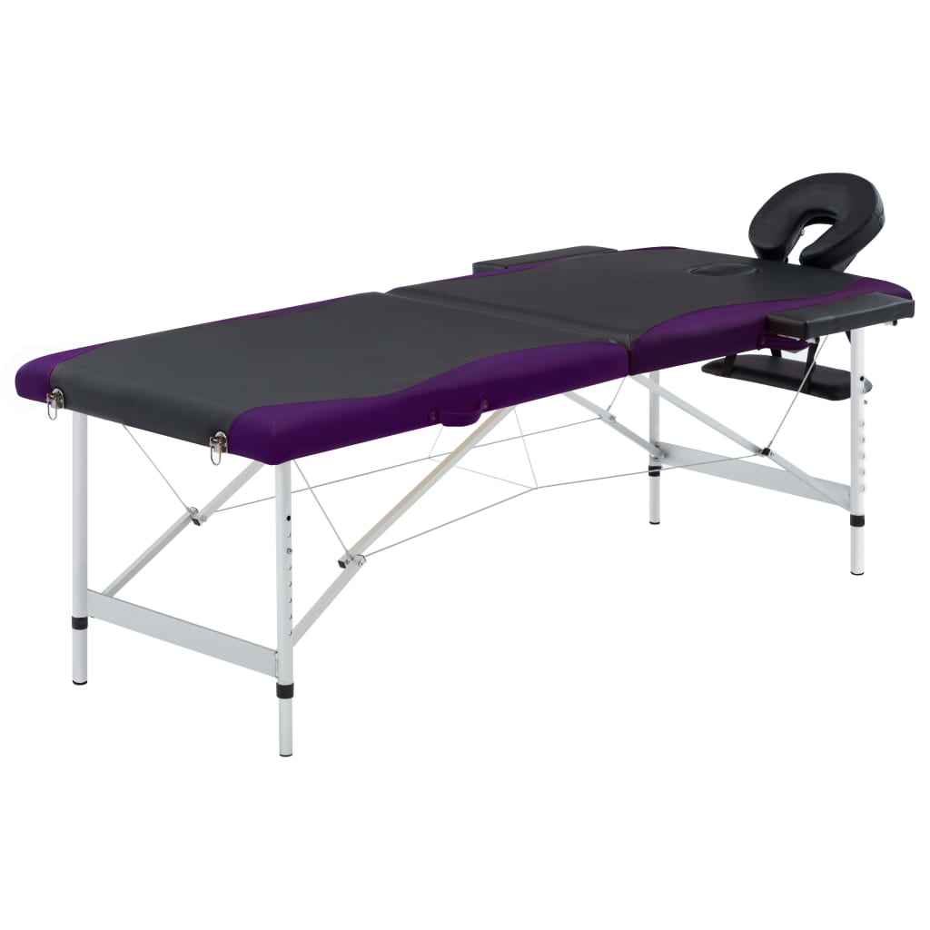 Table de massage pliable 2 zones Aluminium Noir et violet
