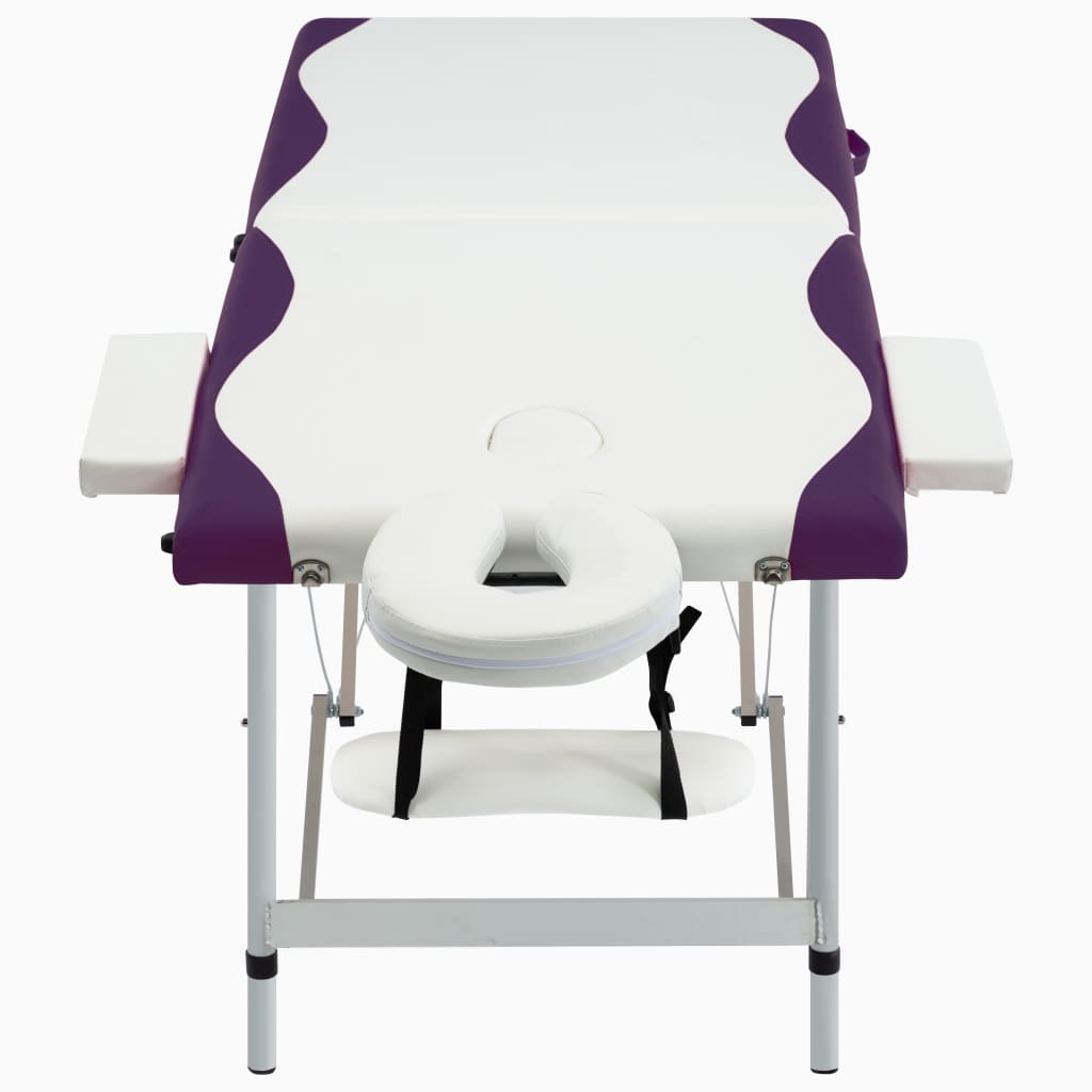 Table de massage pliable 2 zones Aluminium Blanc et violet