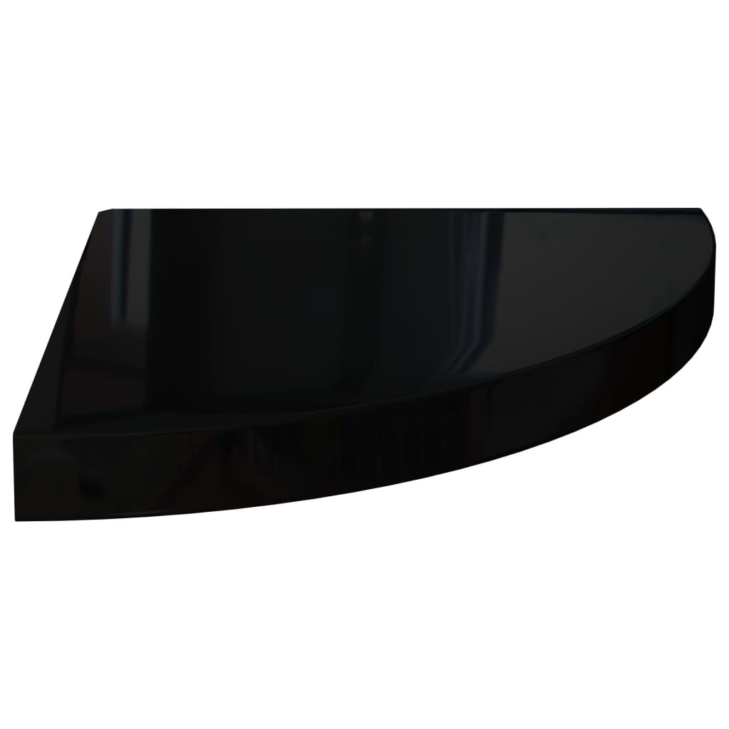 323910 vidaXL Floating Corner Shelf High Gloss Black 35x35x3,8 cm MDF