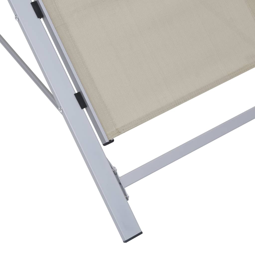 Chaises longues 2 pcs avec table Aluminium Crème