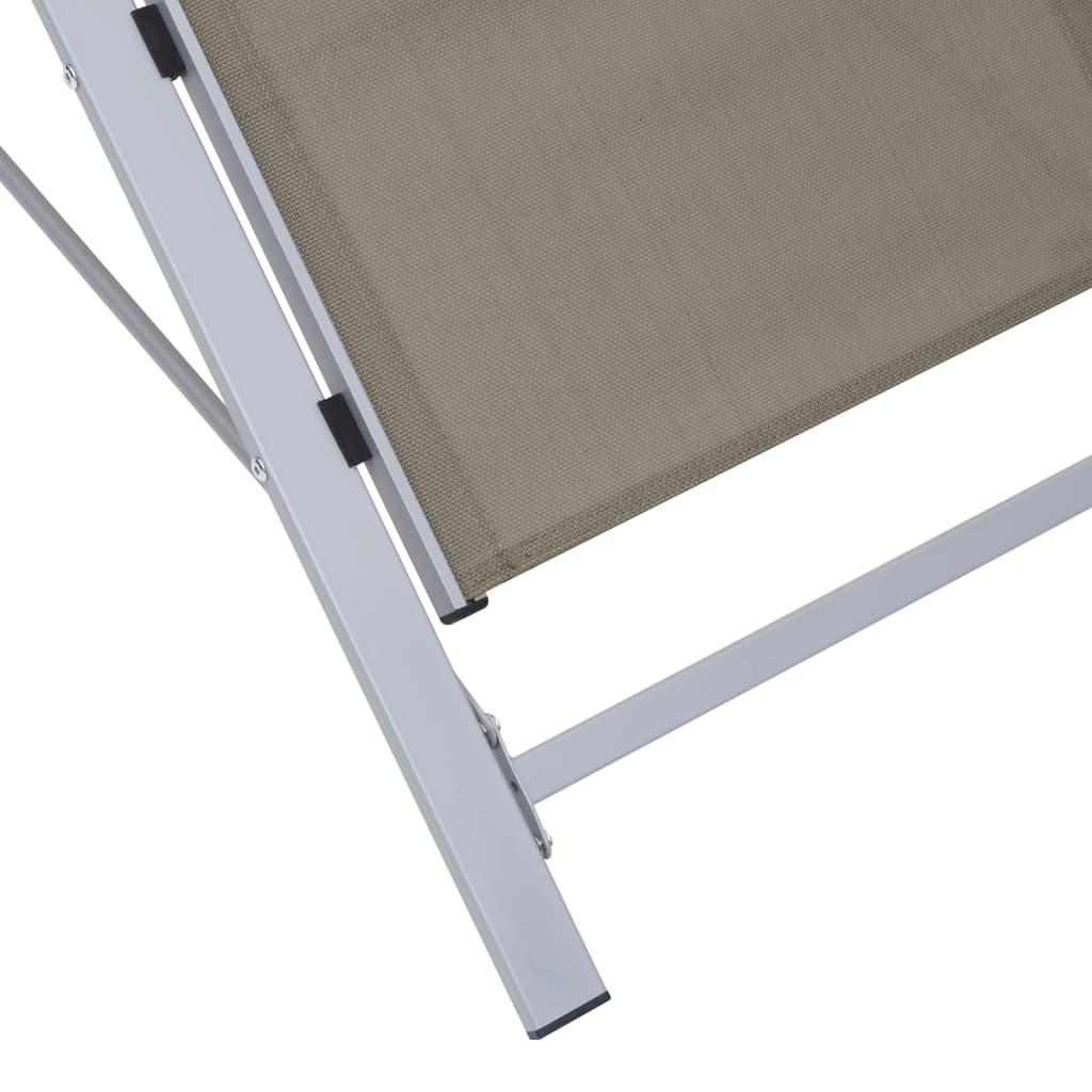 Chaises longues 2 pcs avec table Aluminium Taupe
