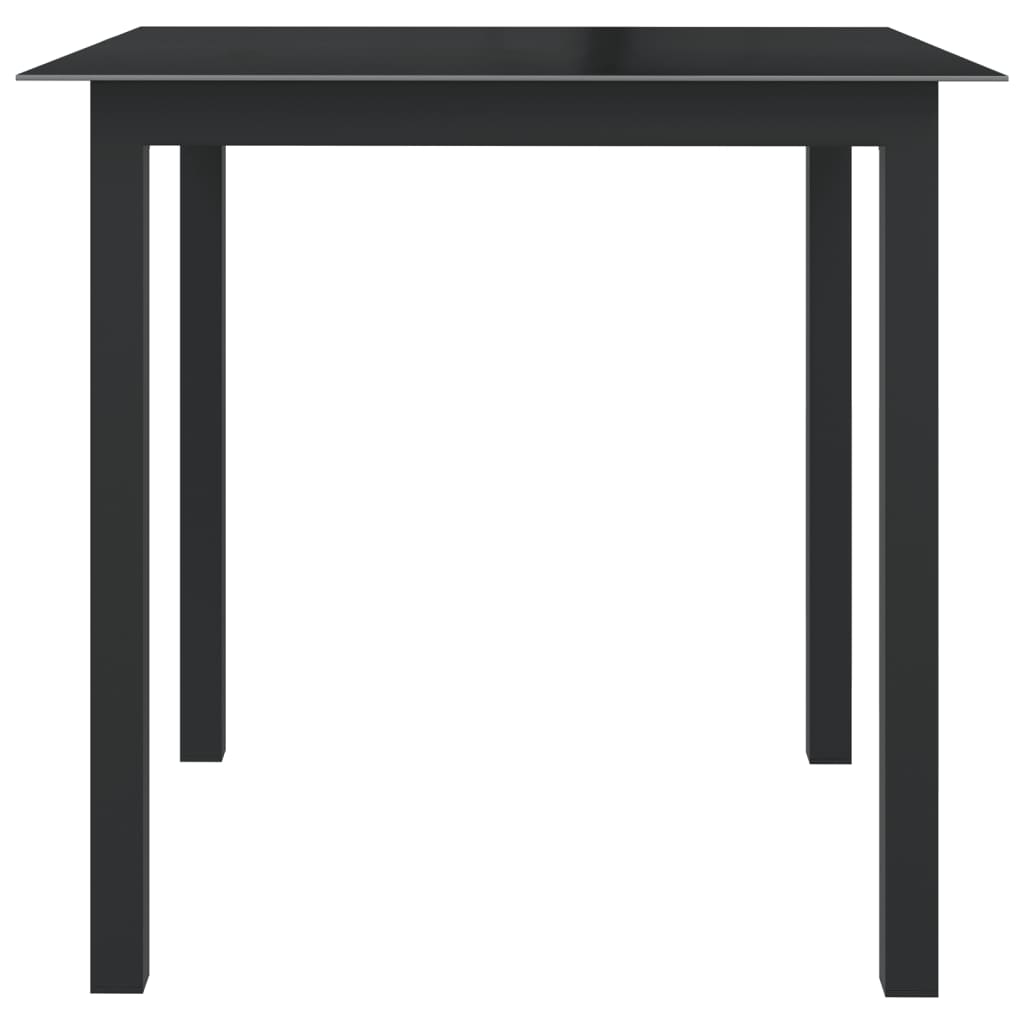 Table de jardin Noir 80x80x74 cm Aluminium et verre