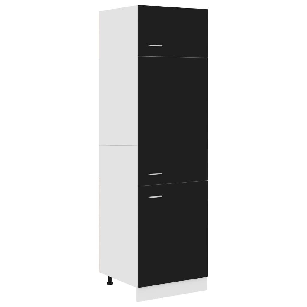 Armoire de réfrigérateur Noir 60x57x207 cm Aggloméré