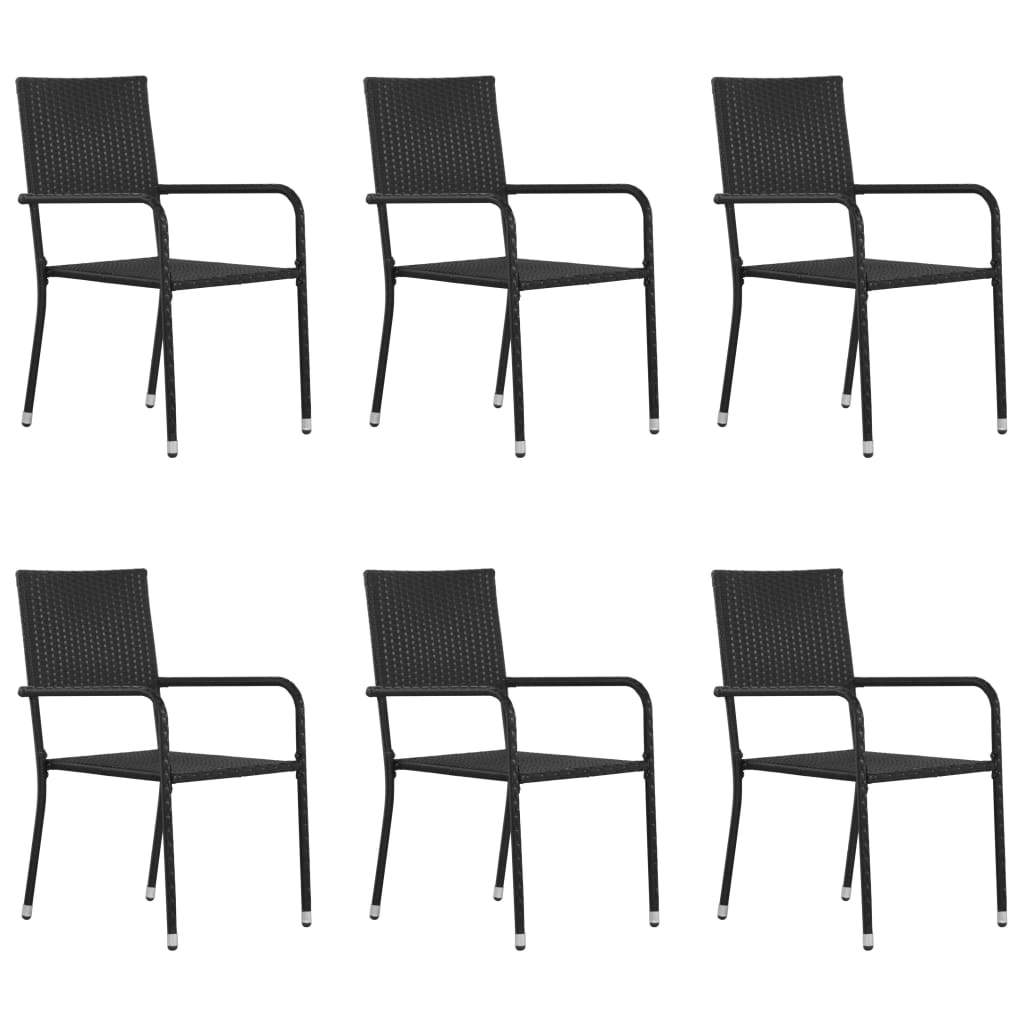 Chaises de salle à manger d'extérieur 6 pcs Résine tressée Noir
