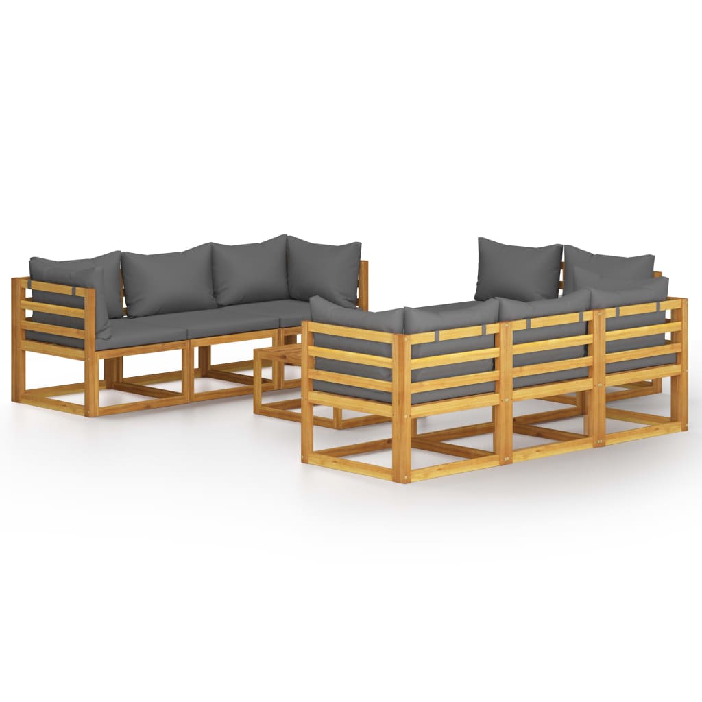 9 Piece Garden Lounge Set with Cushion Solid Acacia Wood (4x311856+311866)