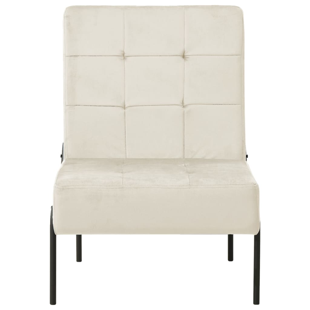 Chaise de relaxation 65x79x87 cm Blanc crème Velours