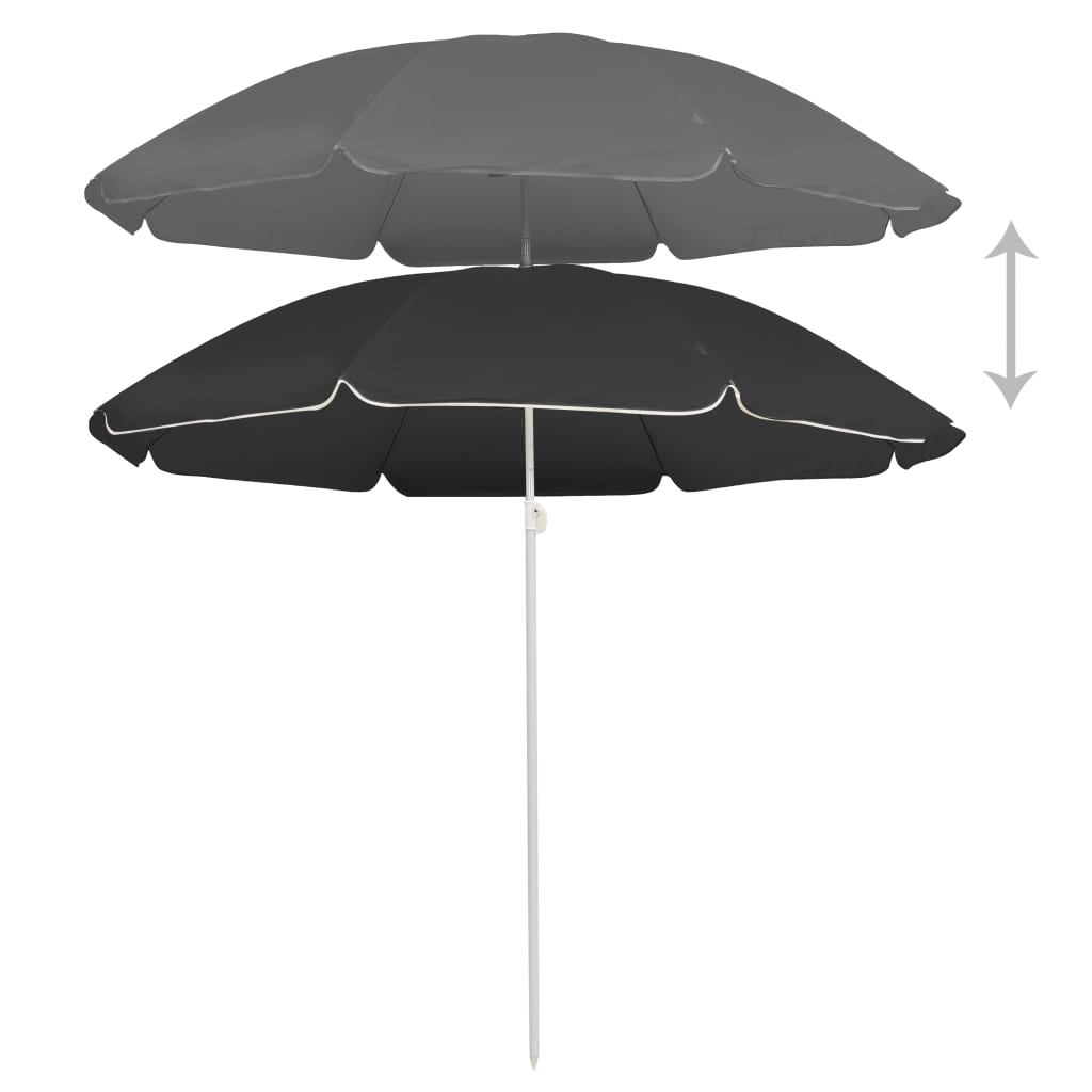 Parasol d'extérieur avec mât en acier Anthracite 180 cm