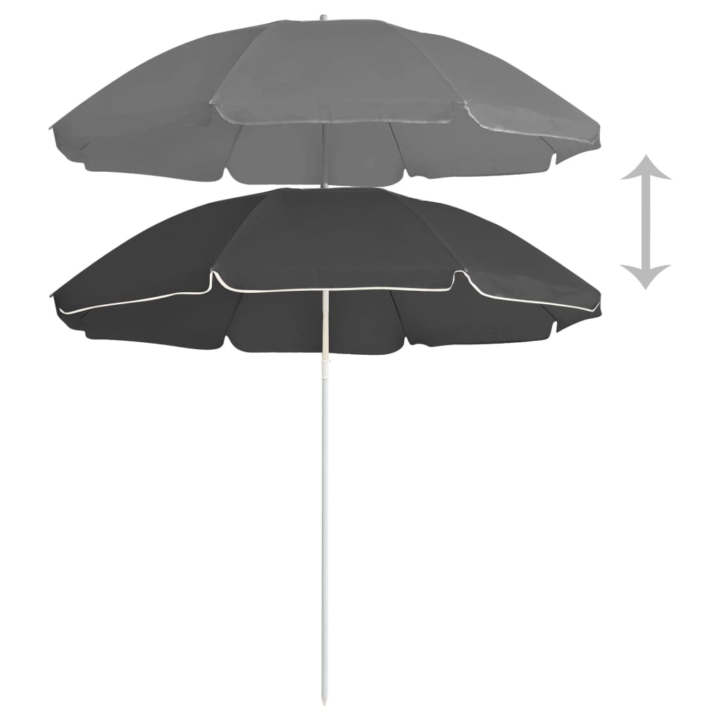 Parasol d'extérieur avec mât en acier Anthracite 180 cm
