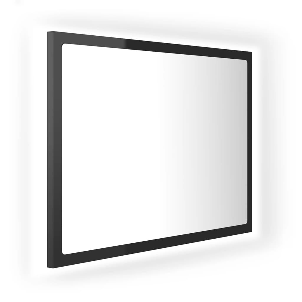 Miroir à LED de bain Noir brillant 60x8,5x37 cm Aggloméré