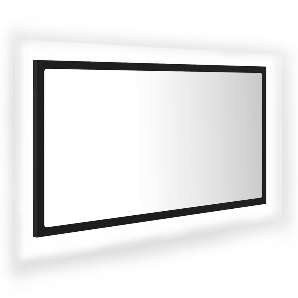 Miroir LED de salle de bain Noir 80x8,5x37 cm Aggloméré