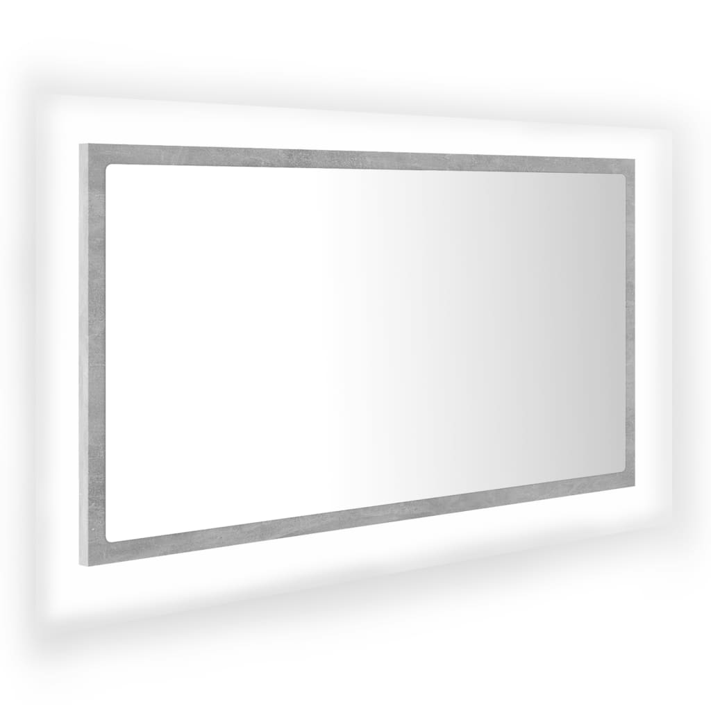 Miroir à LED de salle de bain Gris béton 80x8,5x37 cm Aggloméré