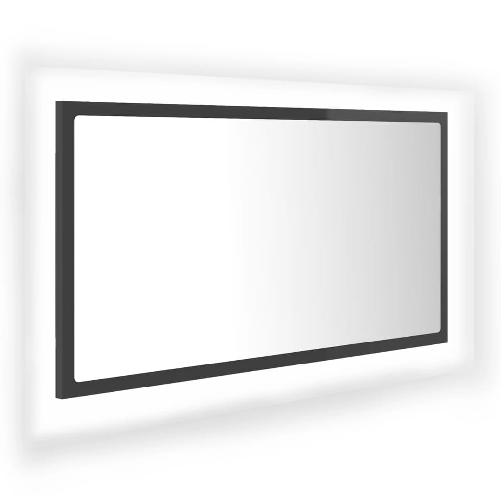 Miroir à LED de bain Gris brillant 80x8,5x37 cm Aggloméré