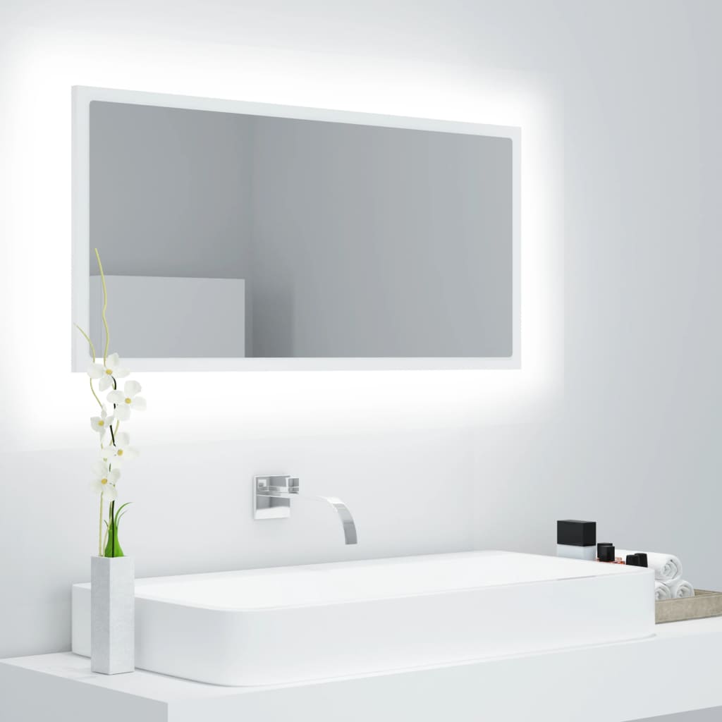 Miroir à LED de salle de bain Blanc 90x8,5x37 cm Aggloméré