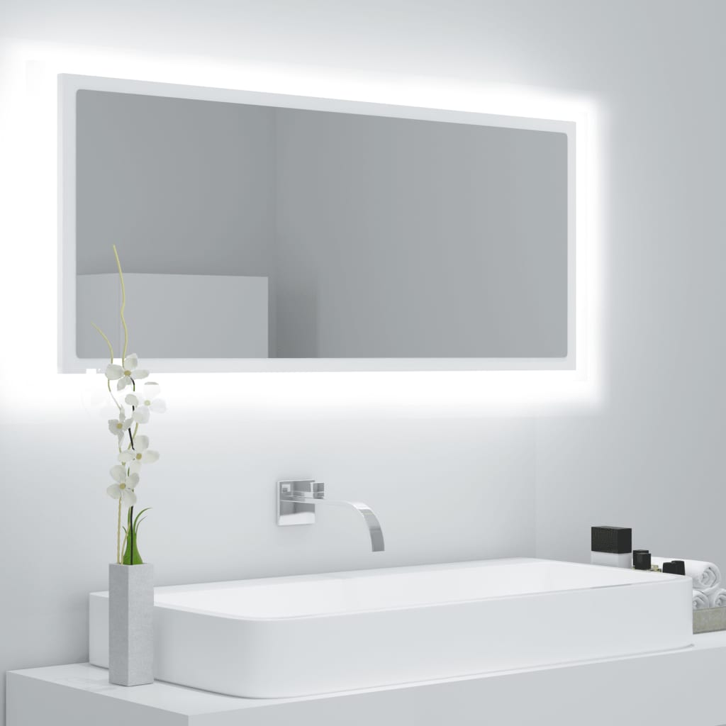 Miroir à LED de salle de bain Blanc 100x8,5x37 cm Aggloméré