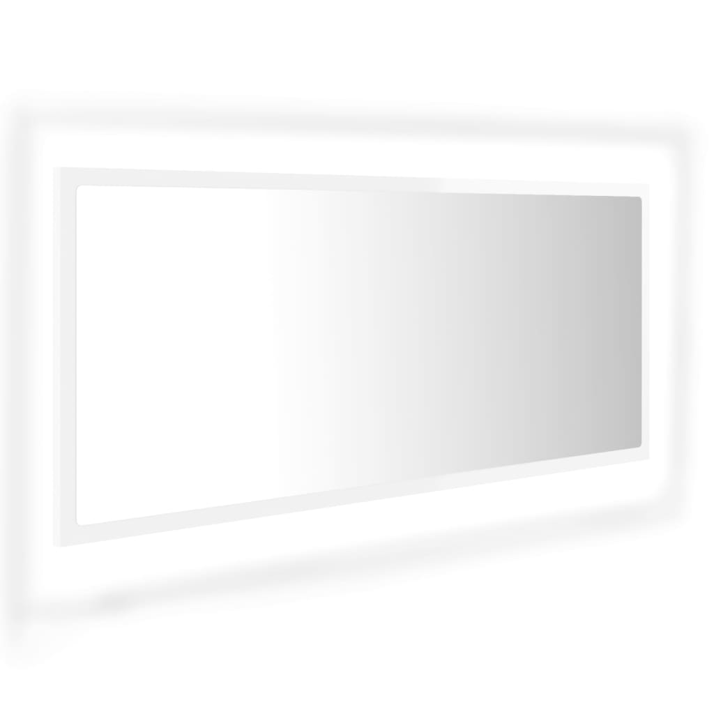 Miroir à LED de bain Blanc brillant 100x8,5x37 cm Aggloméré