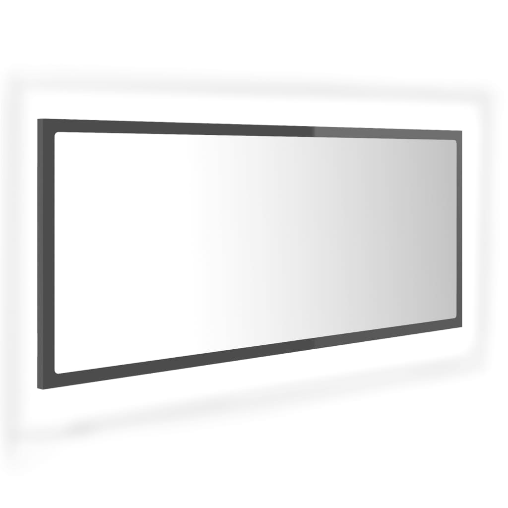 Miroir à LED de bain Gris brillant 100x8,5x37 cm Aggloméré