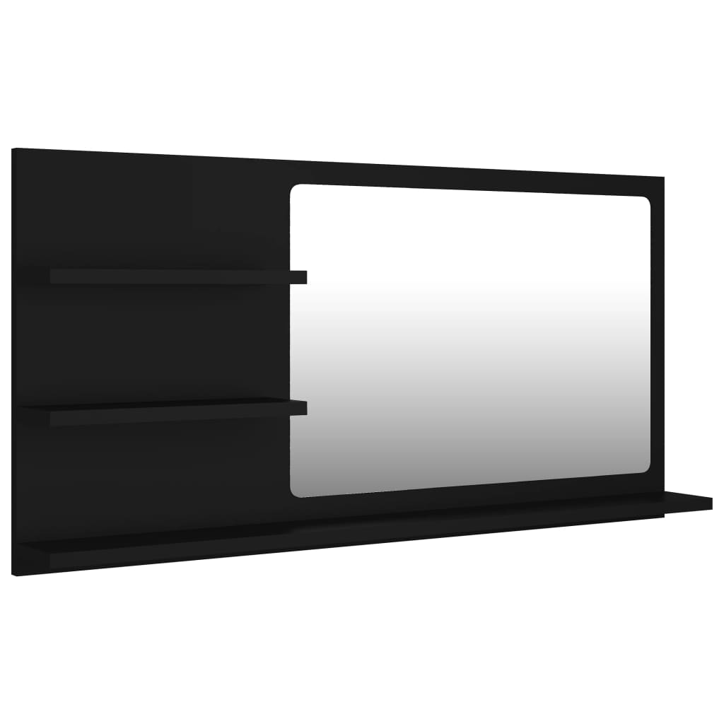 Miroir de salle de bain Noir 90x10,5x45 cm Aggloméré