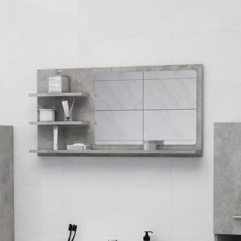 Miroir de salle de bain Gris béton 90x10,5x45 cm Aggloméré