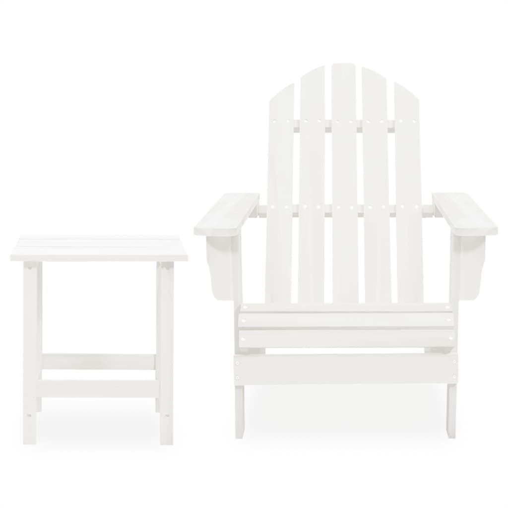 Chaise de jardin Adirondack avec table Bois de sapin Blanc