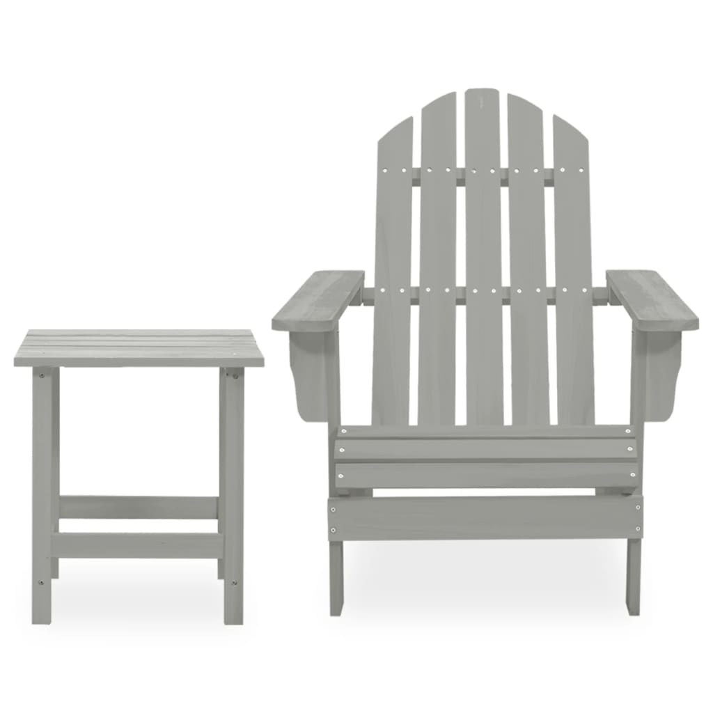 Chaise de jardin Adirondack avec table Bois de sapin Gris