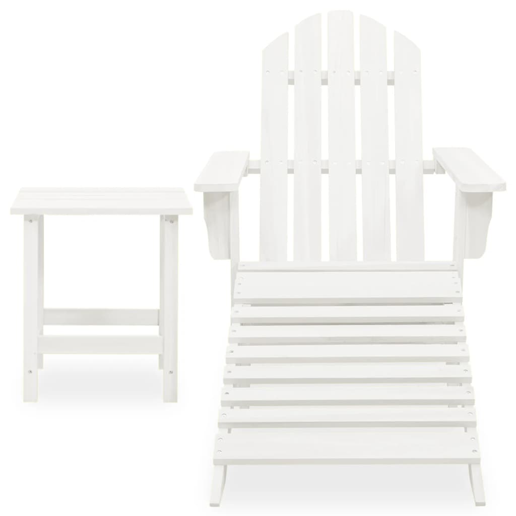 Chaise de jardin Adirondack avec pouf et table Sapin Blanc