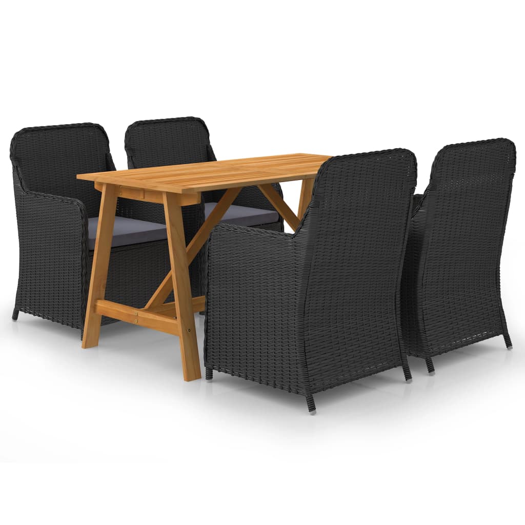 Ensemble de salle à manger de jardin 5 pcs Noir