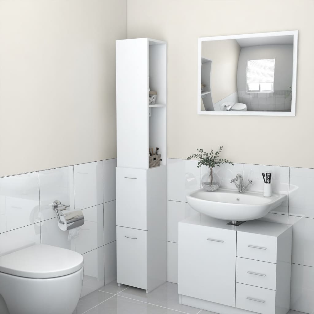 Armoire de salle de bain Blanc 25x25x170 cm Aggloméré