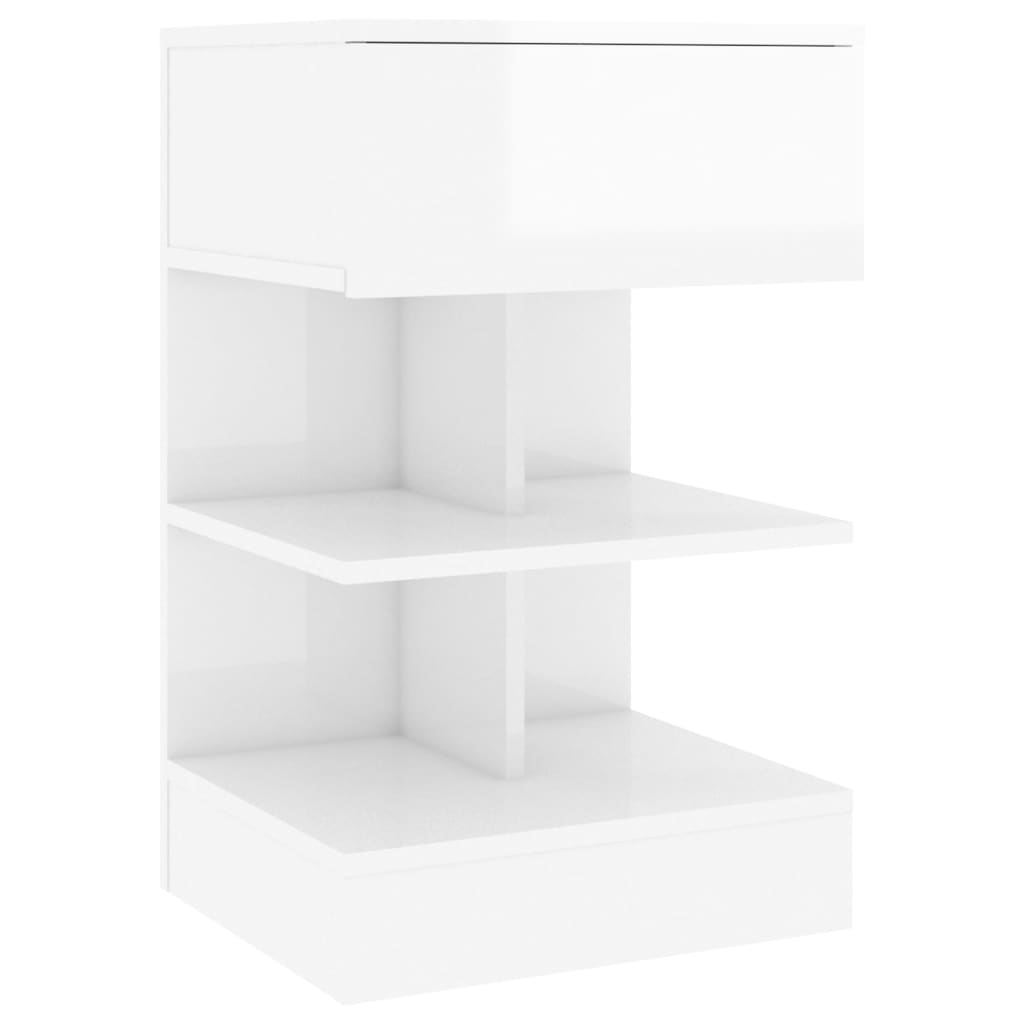 Table de chevet Blanc brillant 40x35x65 cm Aggloméré